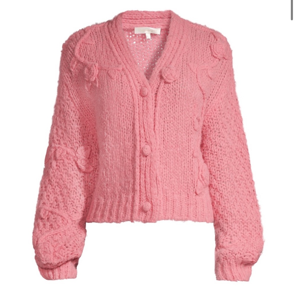 LoveShackFancy Fabietto Puff Sleeve Alpaca blend Cardigan